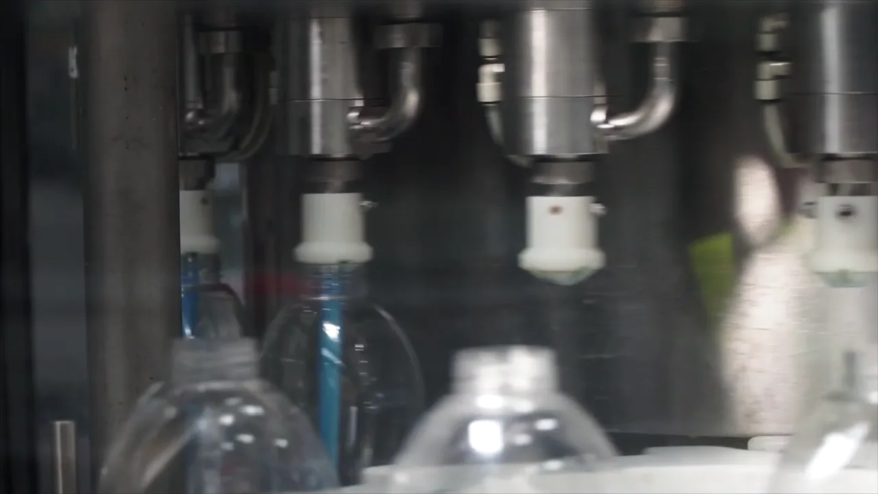 Industrial plastic packaging production line inside a factory